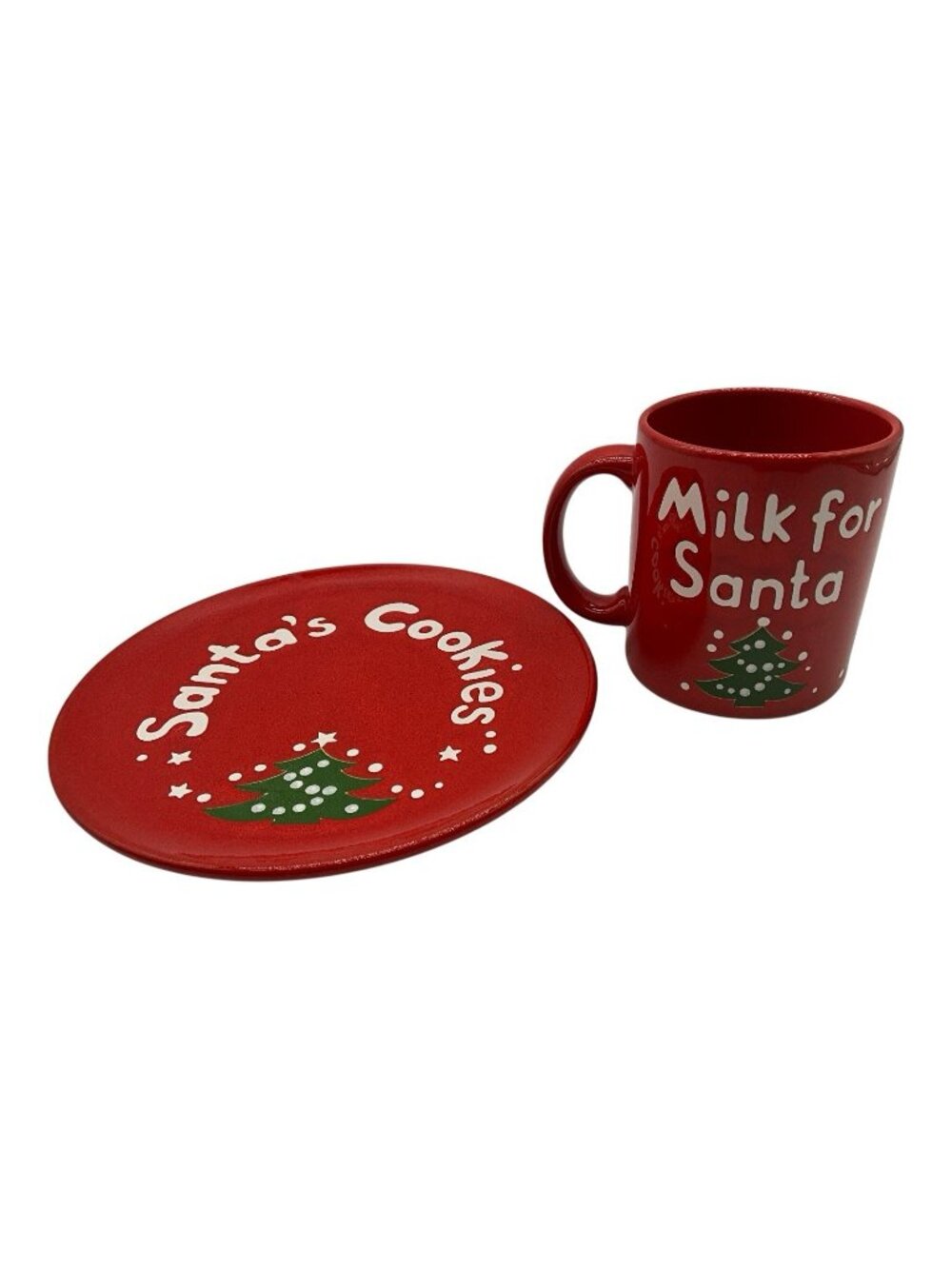 Waechtersbach Vintage Christmas Tree Plate and Matching "Milk for Santa" Mug